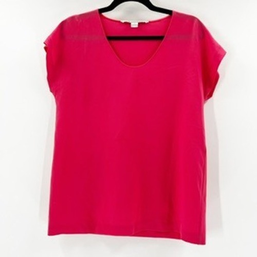 DIANE‎ VON FURSTENBERG Pink Cap Sleeve V Neck Silk Blend Blouse Top Size S